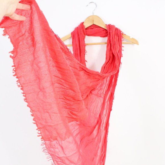 *Coral Scarf with Fringe - Picture 1 of 2